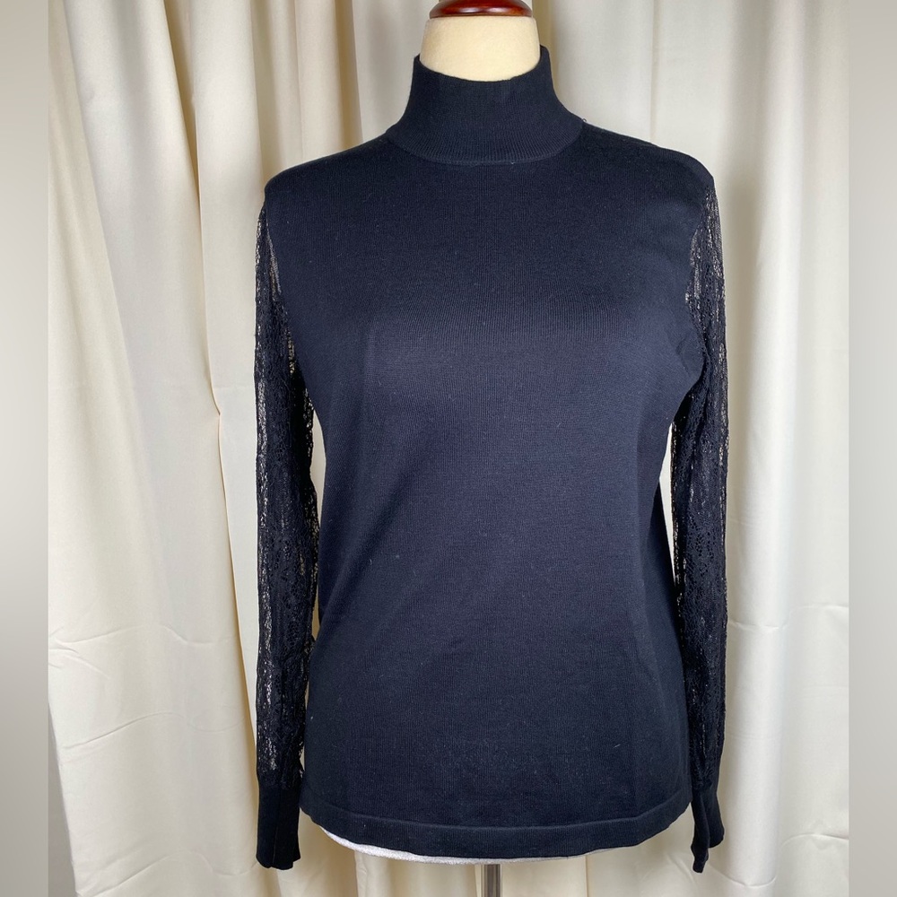 Black Lace Sleeve Sweater